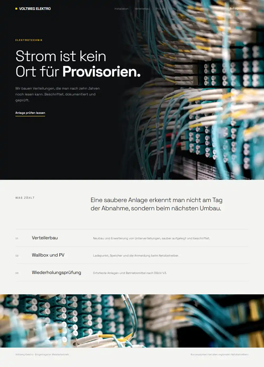 Fiktive Beispieldarstellung: Website-Entwurf für einen Elektrobetrieb