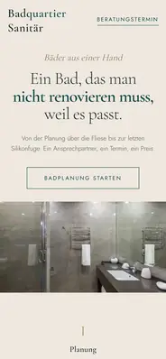 Beispielentwurf: Website für einen Sanitär- und Badbetrieb, Handy-Ansicht