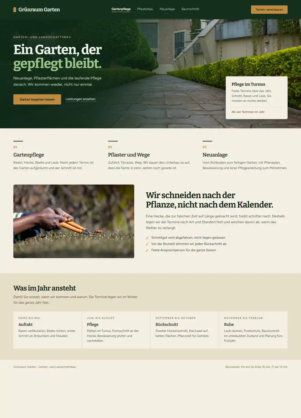 Fiktive Beispieldarstellung: Website-Entwurf für einen Garten- und Landschaftsbaubetrieb