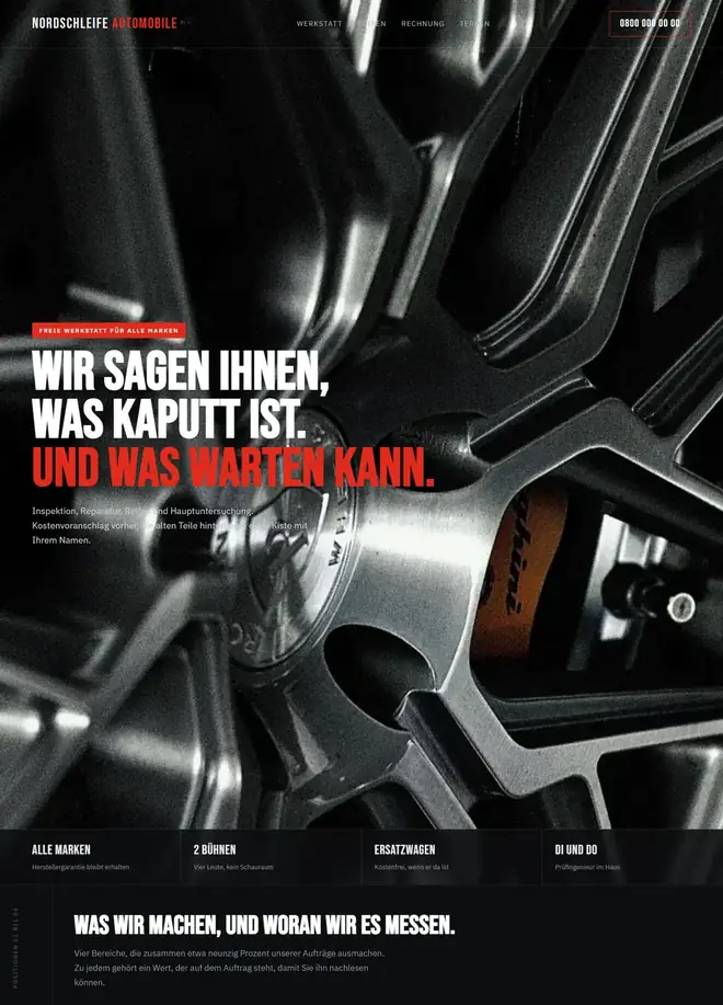 Beispielentwurf: Website für eine Kfz-Werkstatt