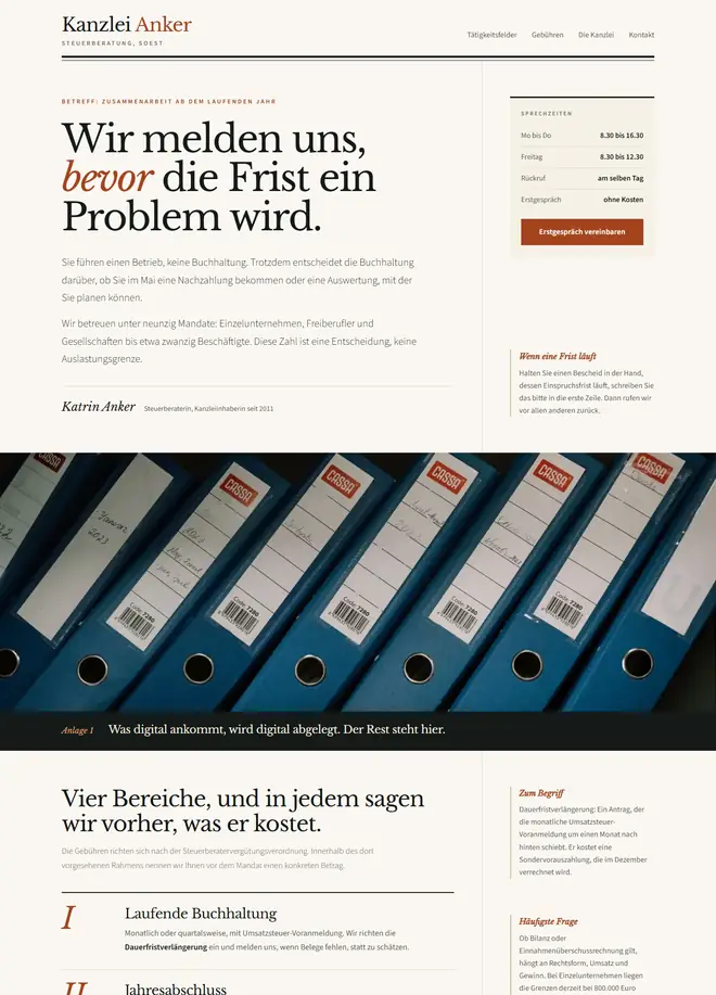 Beispielentwurf: Website für eine Steuerberatung