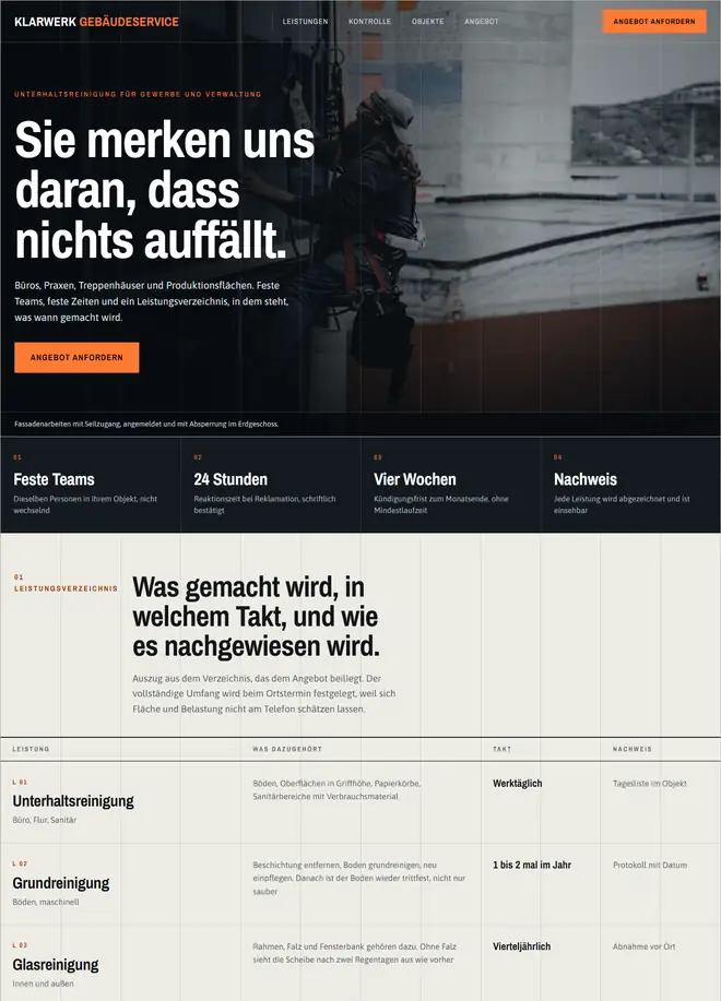 Beispielentwurf: Website für eine Gebäudereinigung