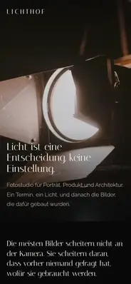 Beispielentwurf: Website für ein Fotostudio, Handy-Ansicht