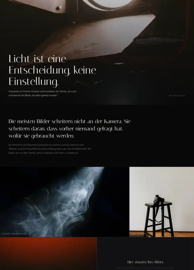 Beispielentwurf: Website für ein Fotostudio