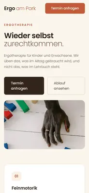 Beispielentwurf: Website für eine Ergotherapie-Praxis, Handy-Ansicht