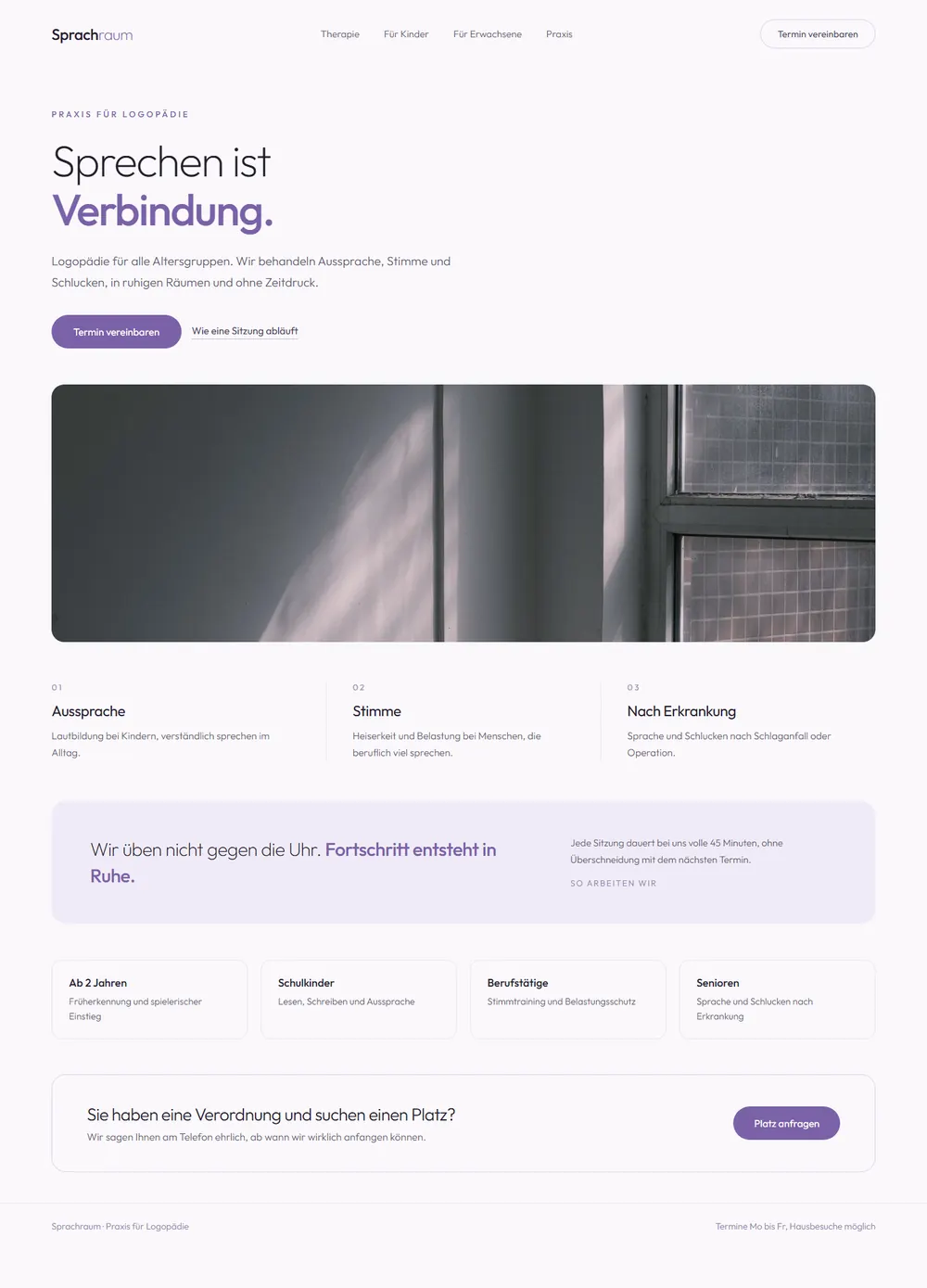 Fiktive Beispieldarstellung: Website-Entwurf für eine logopädische Praxis