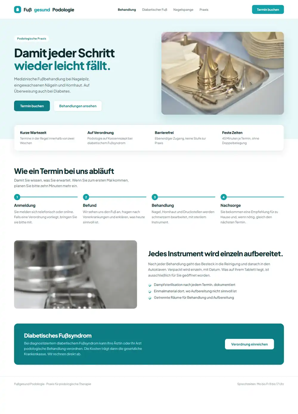 Fiktive Beispieldarstellung: Website-Entwurf für eine podologische Praxis