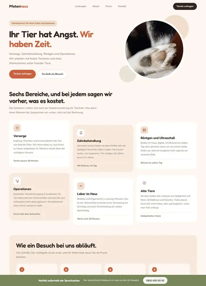Beispielentwurf: Website für eine Tierarztpraxis
